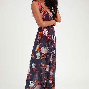 NWT Navy Floral Sheer Swim Cover-Up.